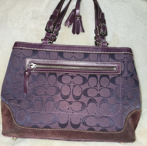 Coach Vintage Y2K Purple Leather and Suede Monogram Purse - Picture 3 of 13